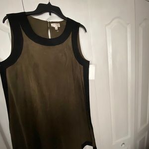 Faux Suede black and Moss Green Dress